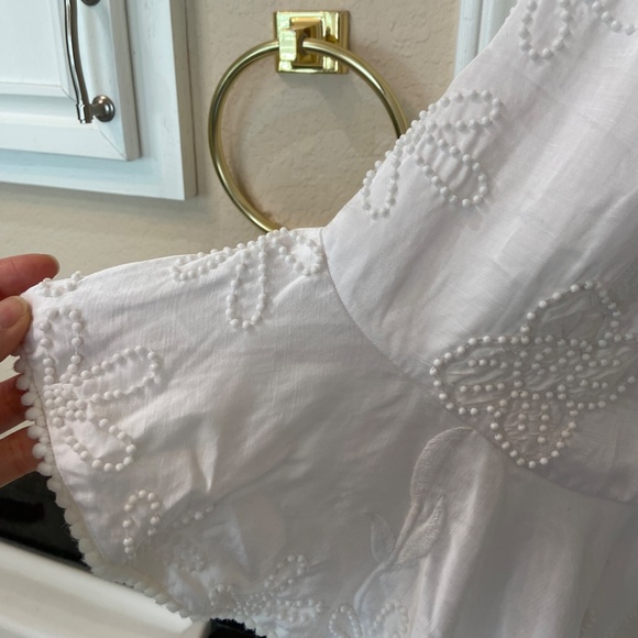 KARINA GRIMALDI White Backless Pope Mini Dress Floral Beading Zipper In The Back - Picture 3 of 14